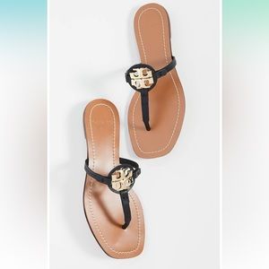 EUC! Tory Burch Mini Miller Black Leather Sandals Vachetta Size 9.5